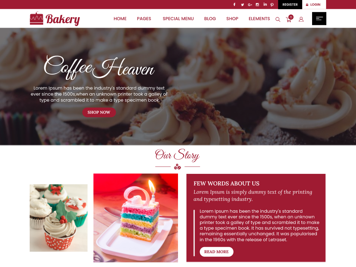 Free Bakery WordPress Theme