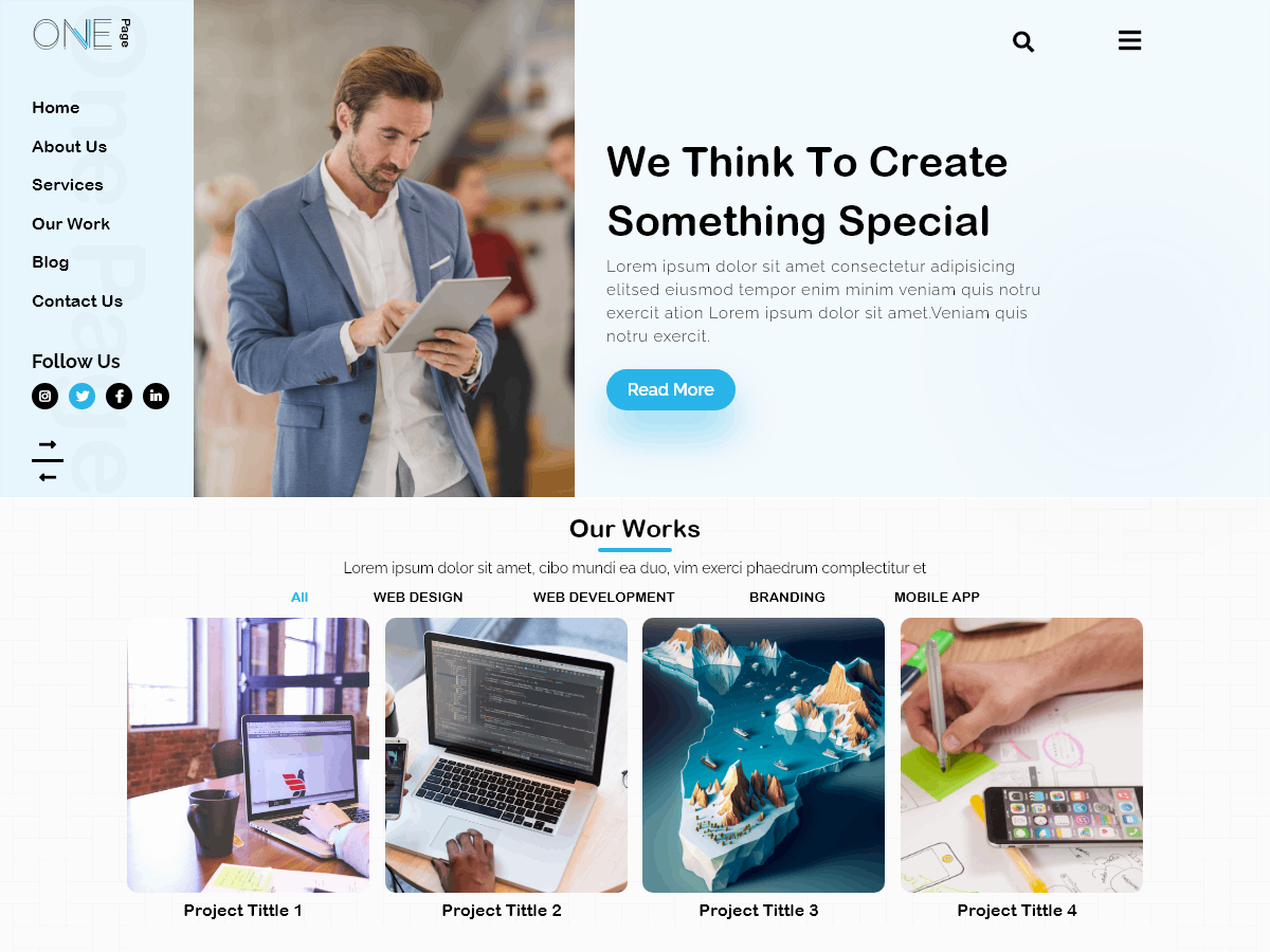 One Page WordPress Theme