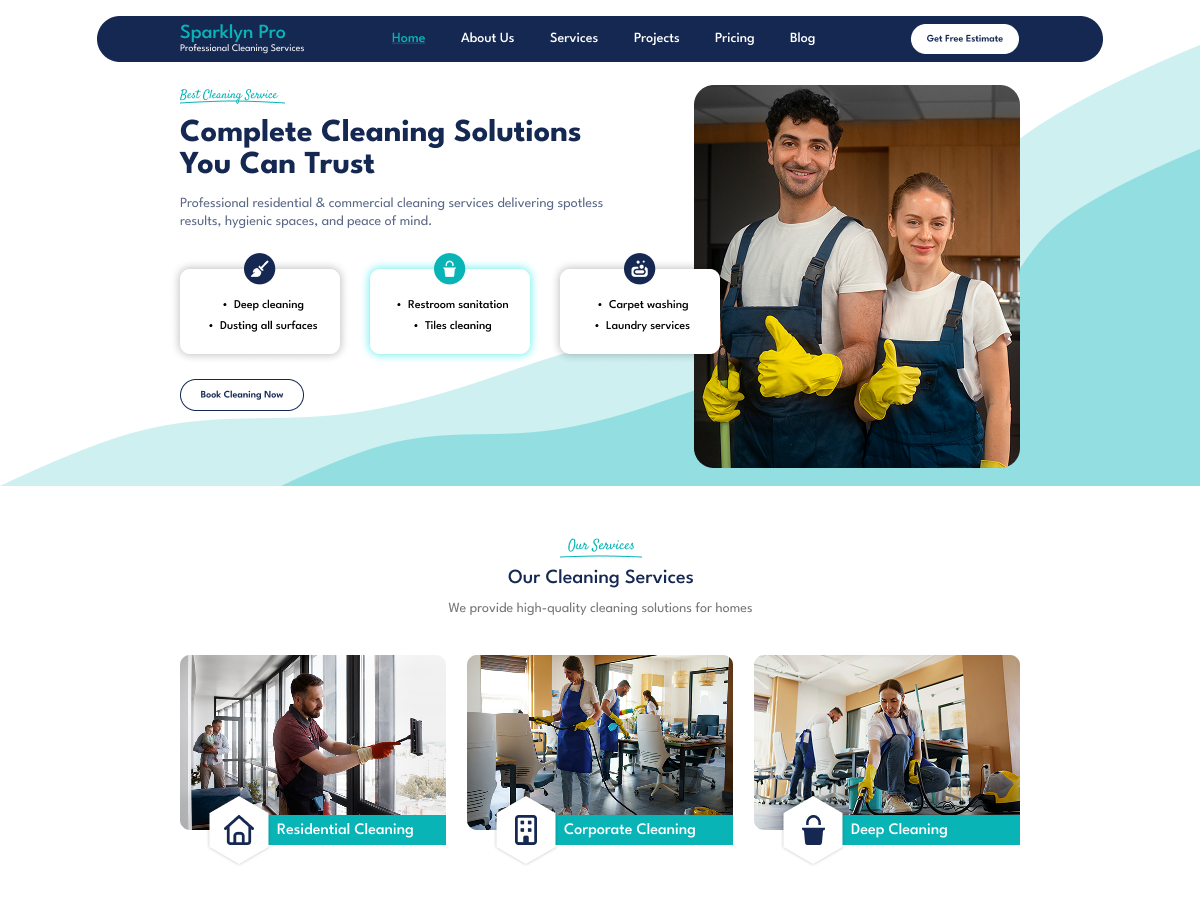 Free Cleaning Service WordPress Theme