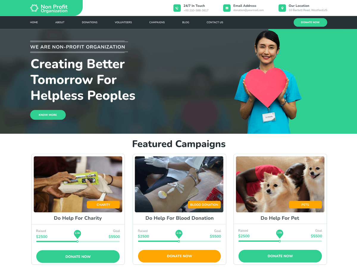 Free Nonprofit WordPress Theme For Fundraisers & Charity Misbah WP