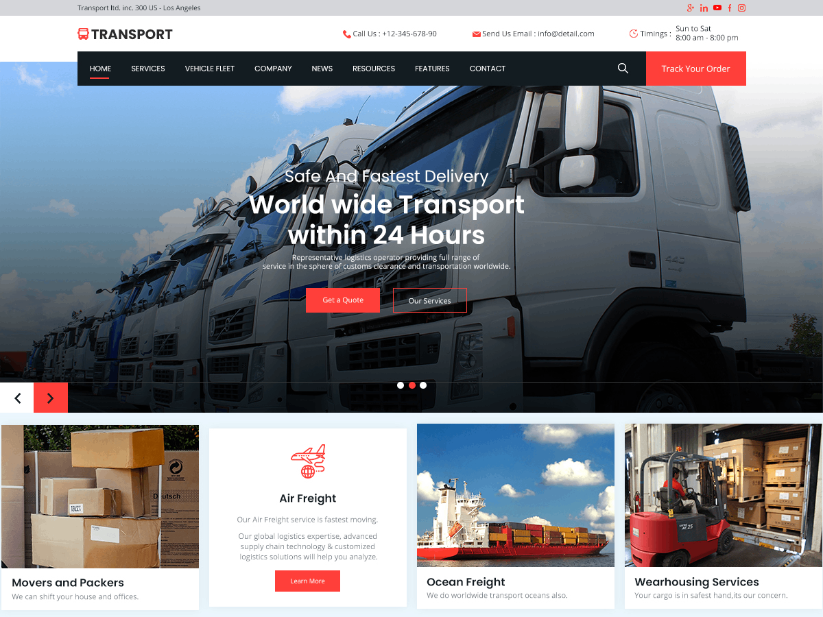 Transport WordPress Theme