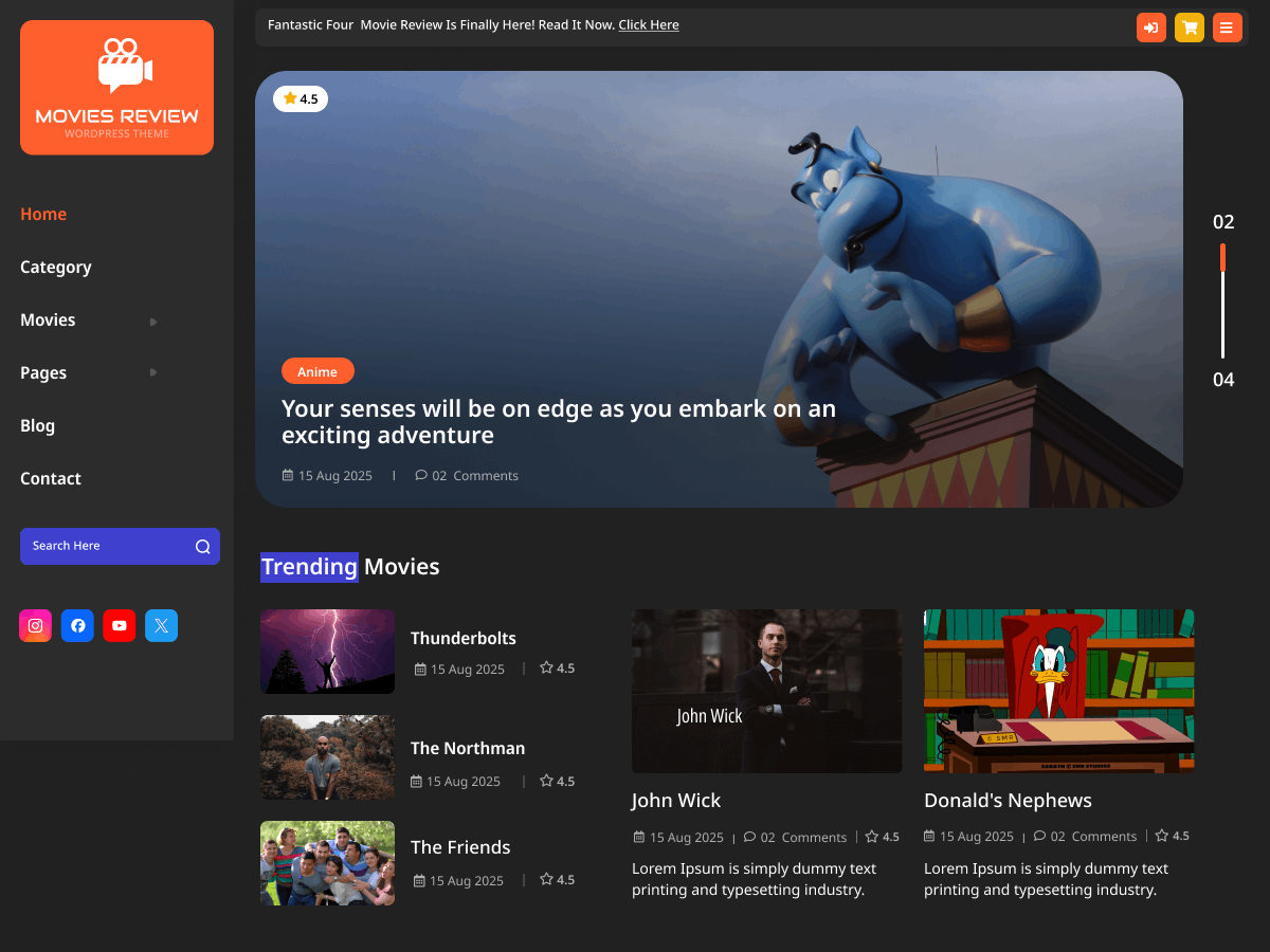 Movie Blog WordPress Theme