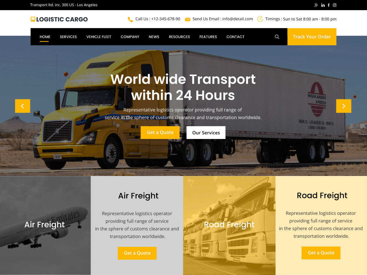 Trucking WordPress Theme