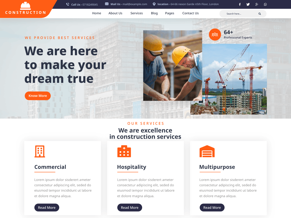 Construction Company WordPress Theme