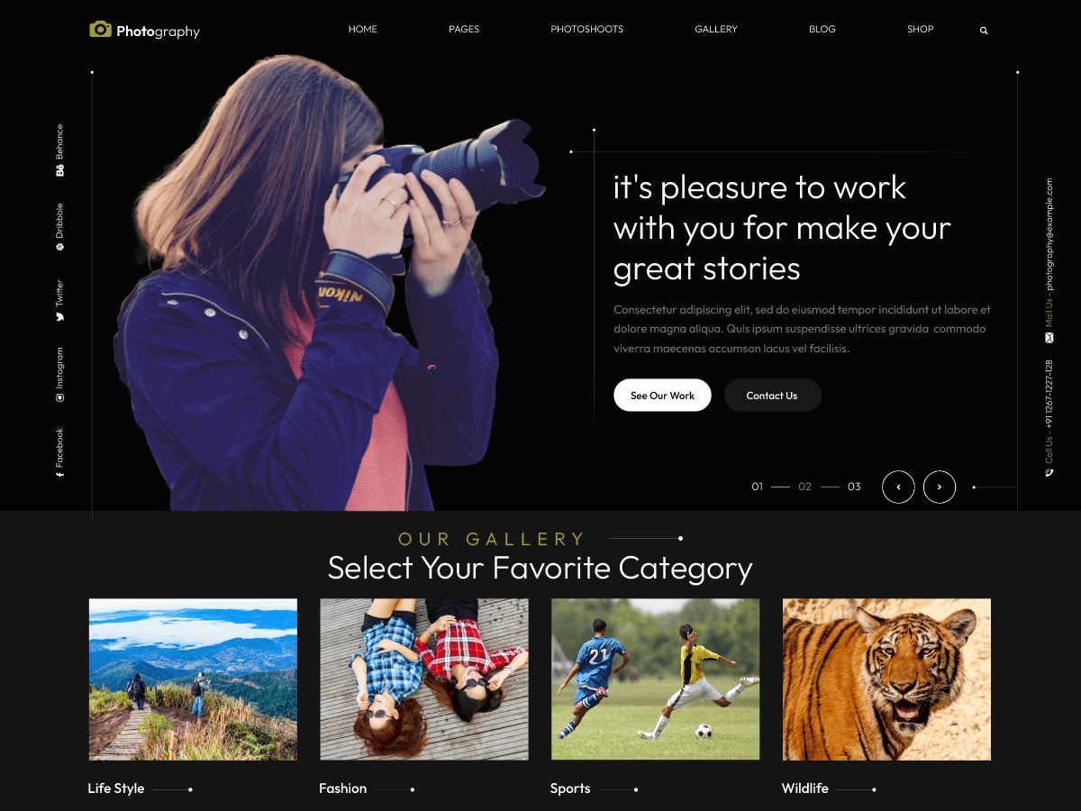 Dark Photography WordPress Theme