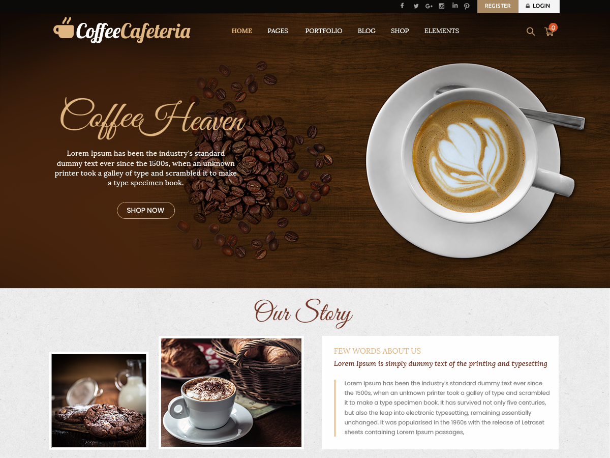 Free Cafe WordPress Theme