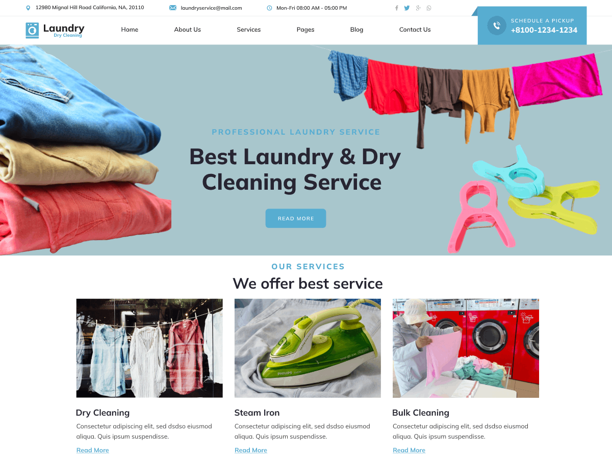 Free Laundry WordPress Theme