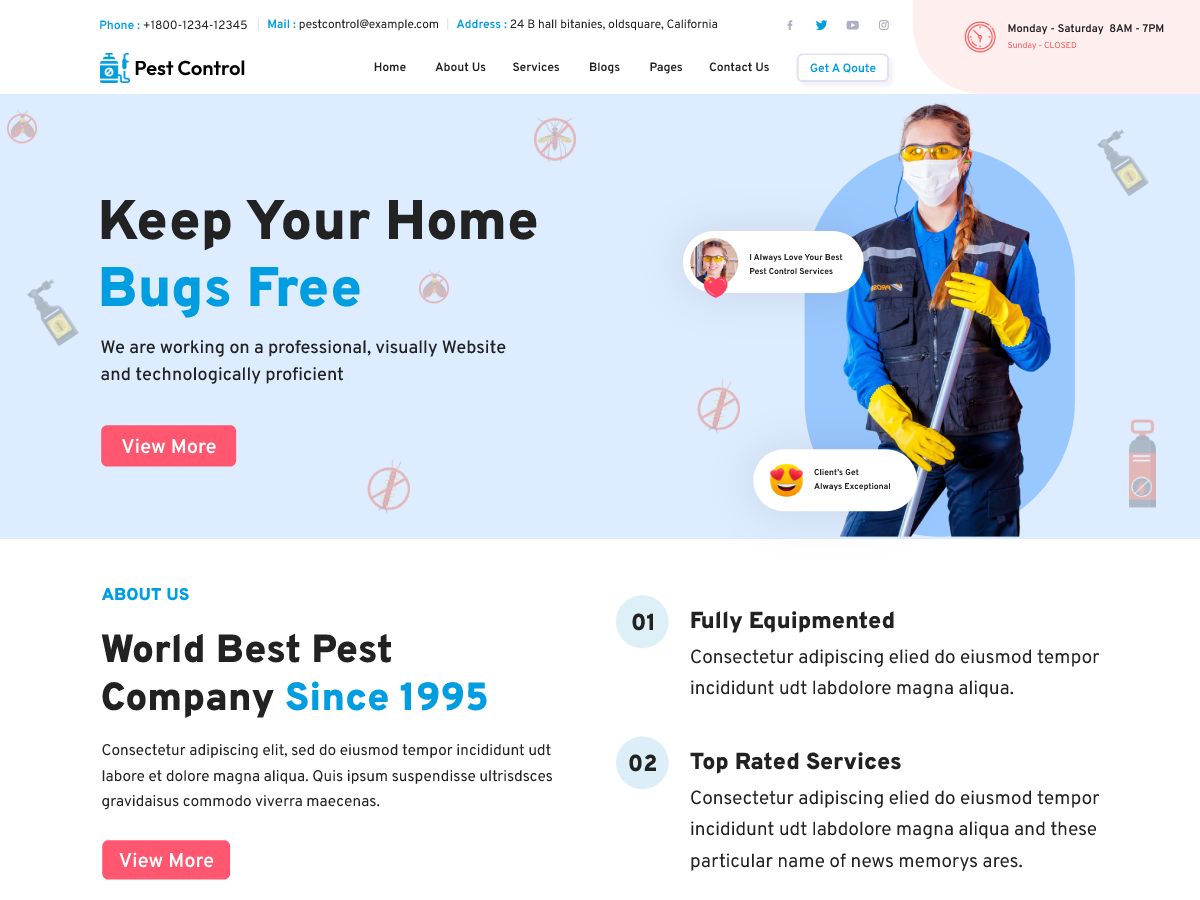 Free Pest Control WordPress Theme