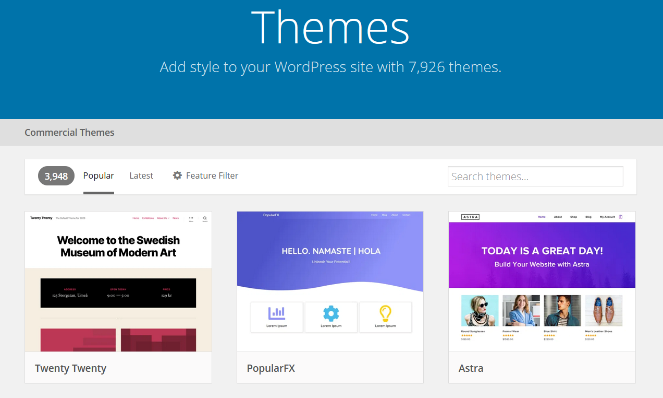 Create A Website Using WordPress Themes - select your theme